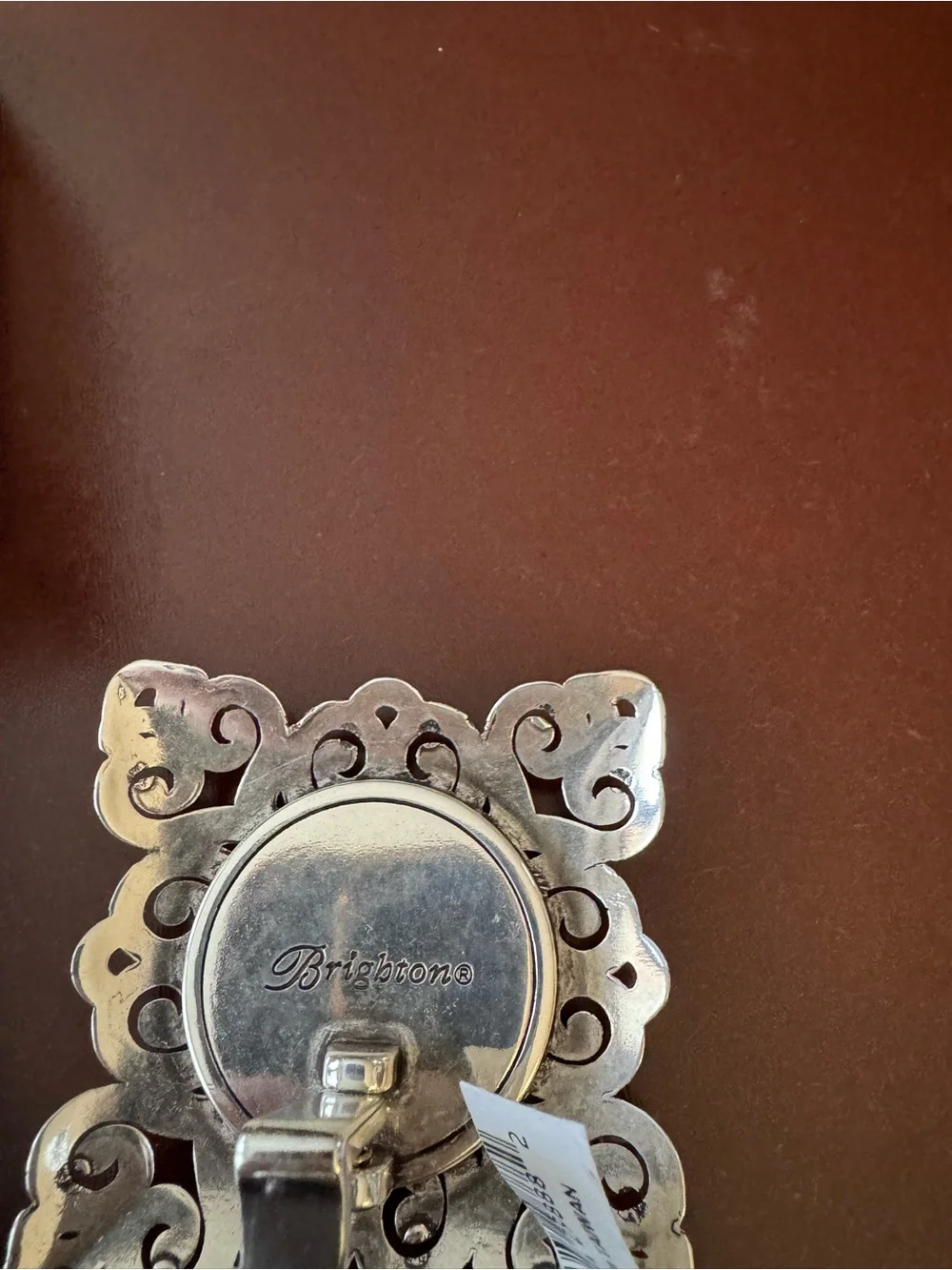 Brighton Silver Filigree Miniature Clock with White Pouch